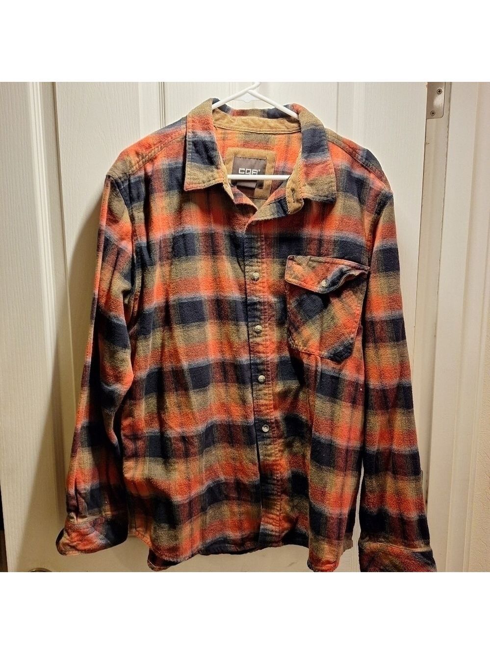 CQR Mens Large Brown Black Flannel Shirt
